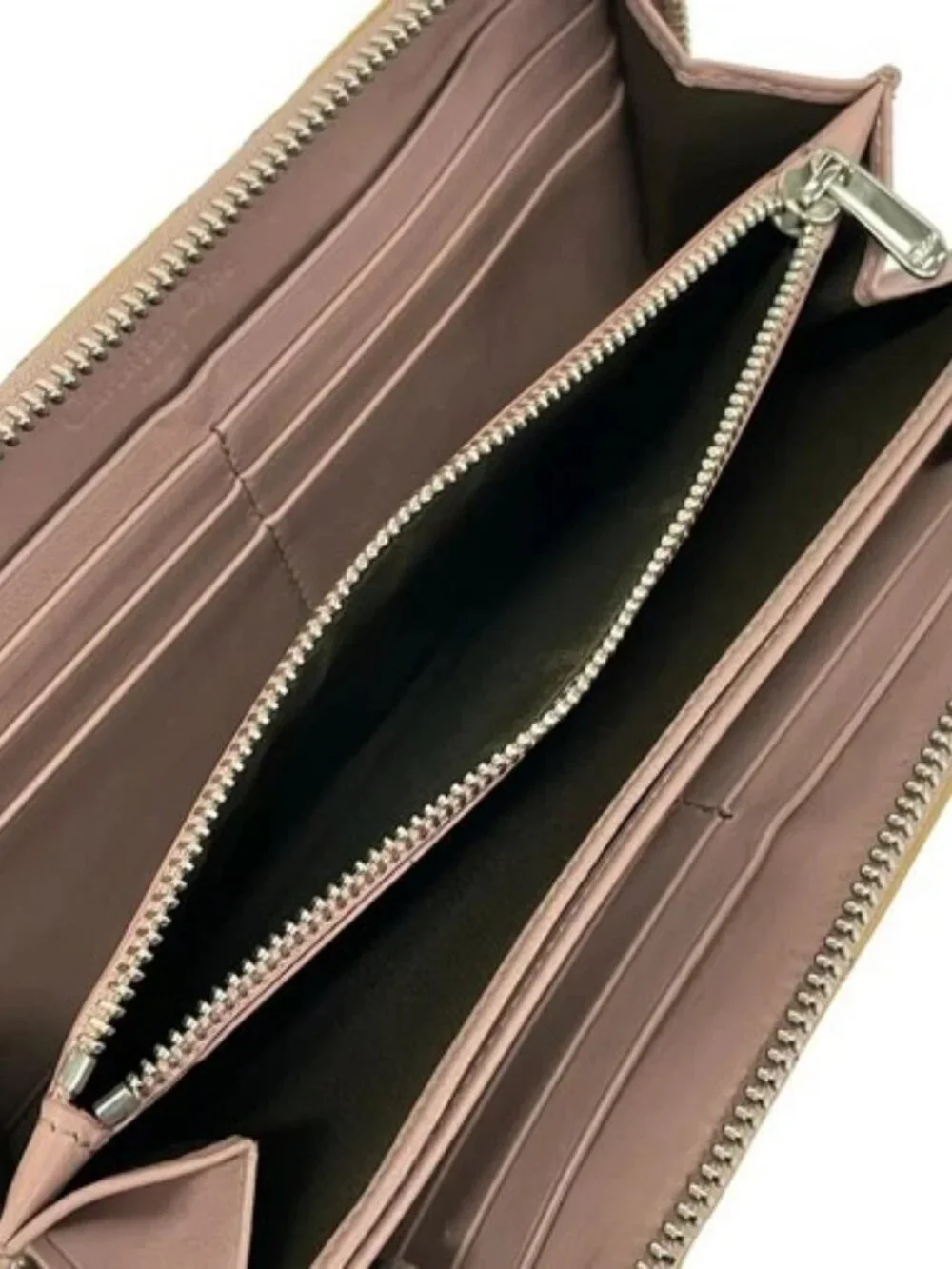DIOR/ChristianDior Cannage Stitch Beige Patent Leather Long Wallet